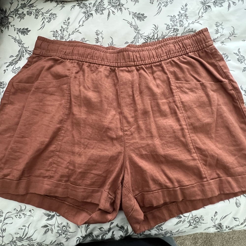 Old Navy Rust Brown Linen Shorts